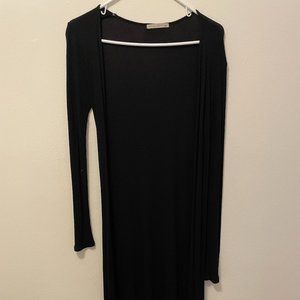 Knee Length Black Fitted Cardigan